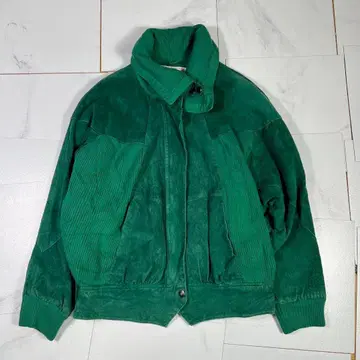 BRAETAN 가죽 자켓 M 그린 스웨이드 가죽