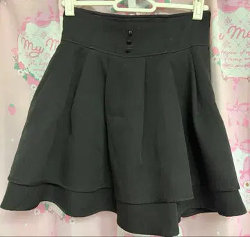 에블린 evelyn 더블 플레어 스커트 블랙 미니