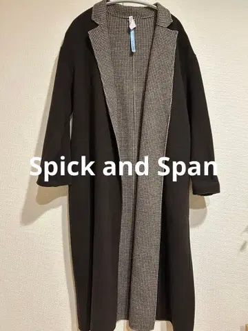 Spick & Span 롱 코트 리버서블 브라운 체크