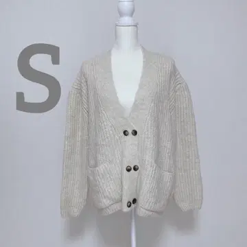 [ ZARA ] 오버 사이즈 두꺼운 원단 가디건 V 넥 더블 버튼 S