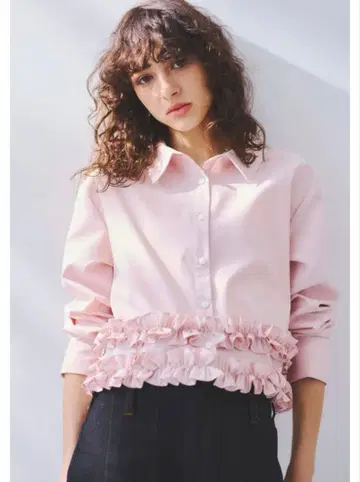 밑단 프릴 블라우스 여성용 블라우스