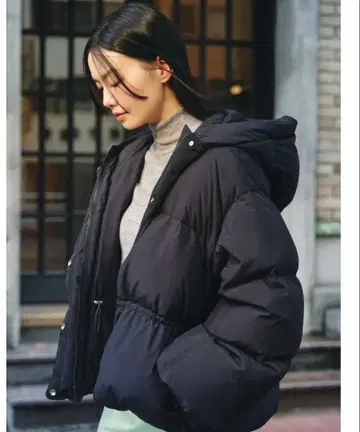 FRAY I.D 프레이 아이디 후드 드로 스트링 숏 다운 코트