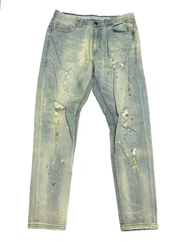 넘버나인 데님 팬츠 데미지 가공 페인트 명작 복각