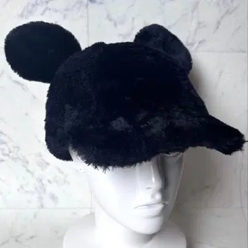 디즈니 미키 귀달린 퍼 복슬복슬 캡 모자