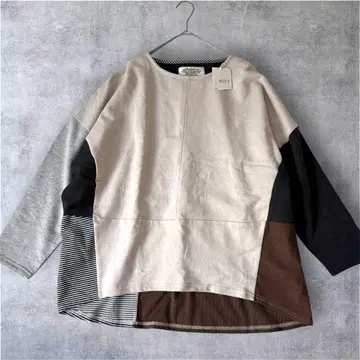 [ 미사용 새상품 ] IRIEY 아이리 패치워크 패턴 맨투맨