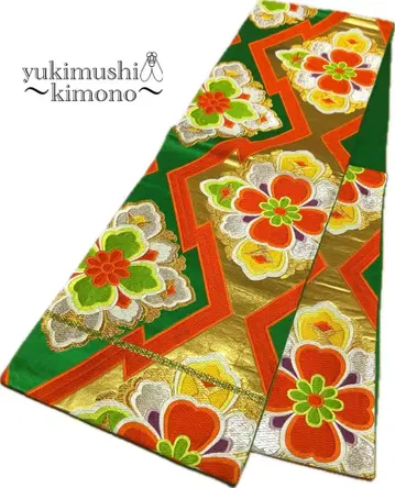 ZZ1140 후쿠로 오비 육통 그린 골드 오렌지 408cm 팔로우 할인