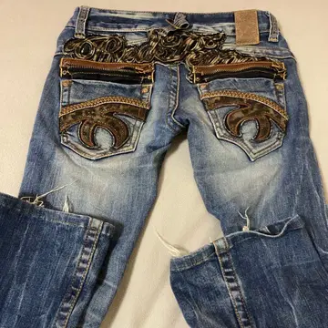 red pepper 레오파드 스트레이트 데님