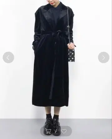 블랙 벨로아 롱 코트 체스터 코트 셀렉트 모카