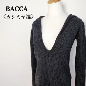 BACCA 바카 세일러 칼라 깊은 V넥 울 캐시미어 혼방 스웨터 S