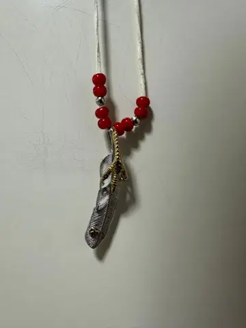 목걸이 화이트 하트 페더 이글 아메카지 스트릿