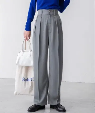 그레이 2턱 센터 프레스 컬러 슬랙스