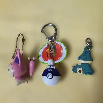 포켓몬 캐릭터 키링 3세트 (칠색조, 고라파덕, 꼬부기)