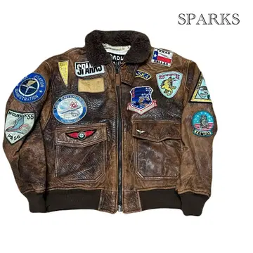 SPARKS G1 가죽 플라이트 자켓/브라운