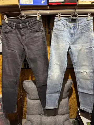 미사용 UNIQLO 울트라 스트레치 청바지 2개 세트 블랙 블루