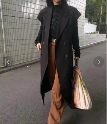 AMERI 헤링본 롱 재킷 베스트 프린지 소매