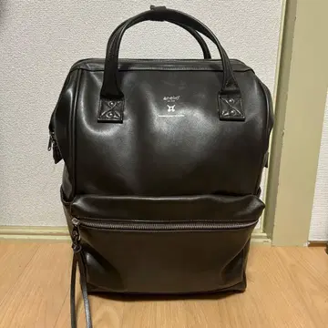 anello 아네로 백팩 가마구치 가죽 다크 브라운 A4 대용량