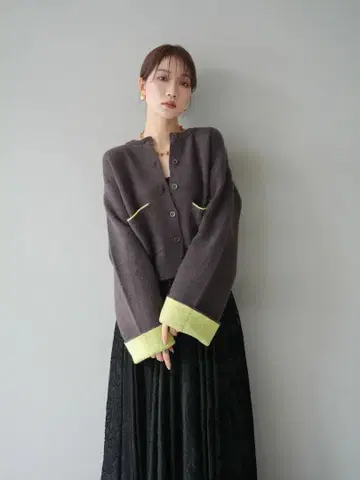 Lumier 배색 니트 가디건 바이컬러 뤼미에 리앙 LIAN