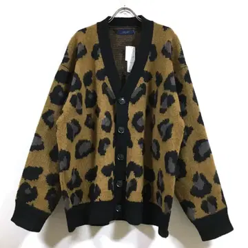 새상품 레오파드 무늬 빅 실루엣 가디건 긴팔 남성용 브라운 M