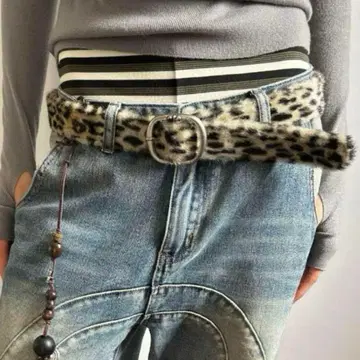 Y2K leopard fur long belt 퍼 벨트 AFB 새상품