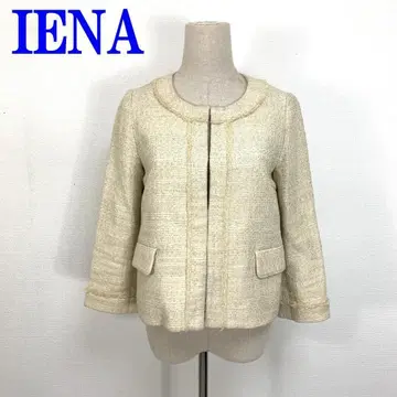 이에나 노카라 자켓 면 트위드 프린지 베이지 38 C1526