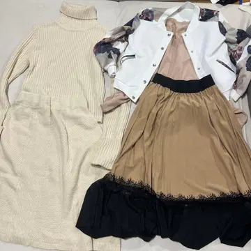 캐주얼 셋업 화이트 베이지 블랙 코디 8점 묶음 판매