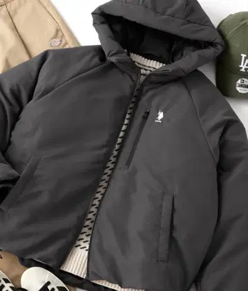 U.S. POLO ASSN 별주 로고 자수 오버 사이즈 후드 패딩 자켓