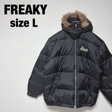 FREAKY 블랙 다운 자켓 퍼 포함 L