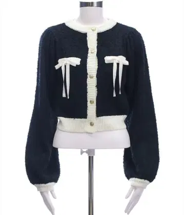 리본 긴팔 가디건