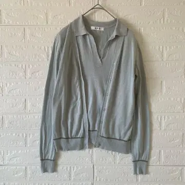 SPB 라이트 블루 앙상블 니트 가디건, 반팔 티셔츠