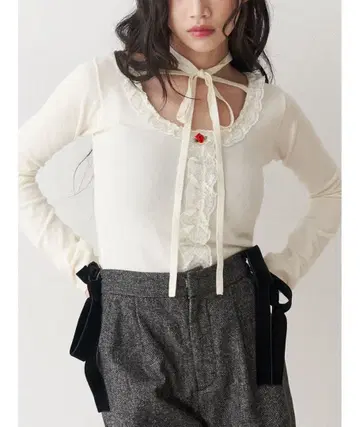 jouetie 레이스 도킹 니트