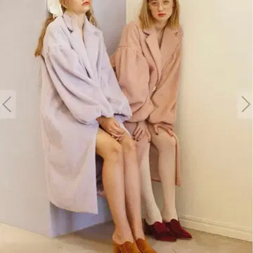 honeymihoney 샤기 롱 코트 퍼프 슬리브