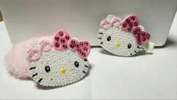 산리오 x 키티 (복슬복슬 머리끈 & 헤어핀 세트