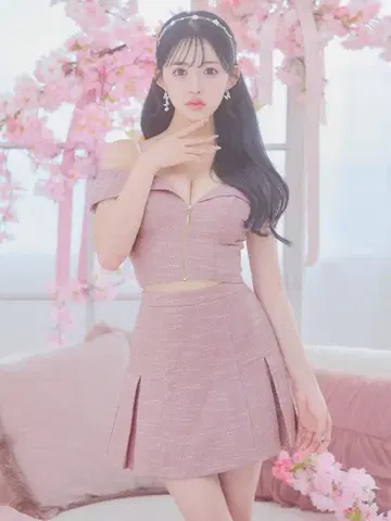 Jewels 오프숄더 트위드 셋업 드레스