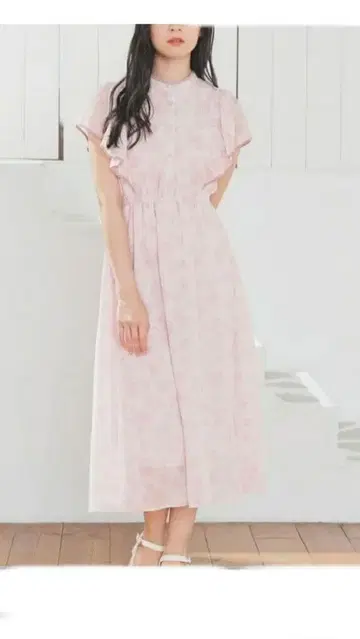 미사용 새상품 허니즈 프릴 소매 원피스 3L 핑크