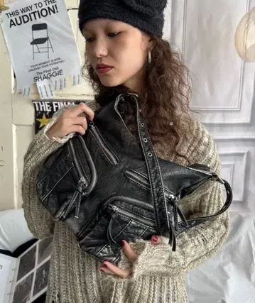 shaggie 아웃 포켓 빈티지 백