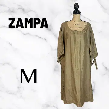 새상품급 [ZAMPA] 루즈핏 원피스 린넨 100% 리본 브라운 M