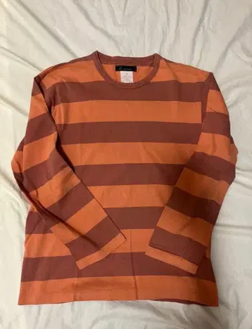 b. HOMME 긴팔 티셔츠 사이즈 2 오렌지 브라운 스트라이프