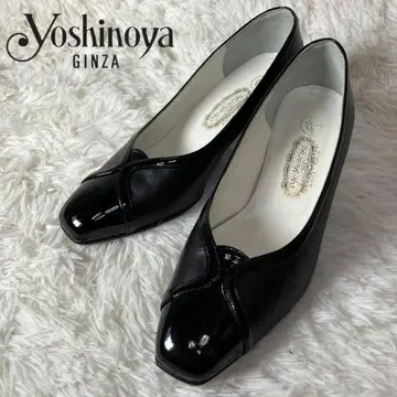 컨디션 최상 긴자 요시노야 가죽 펌프스 에나멜 콤비 23cm 일본제