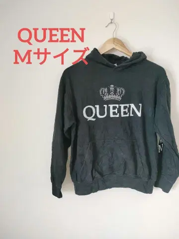 QUEEN 후드 부착 후드티 트레이닝복 블랙 속기모