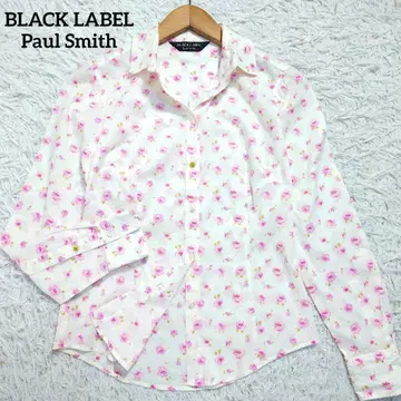 폴스미스 블랙 라벨 셔츠 블라우스 얇은 소재 화이트 꽃무늬 핑크 40