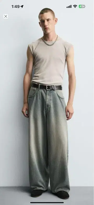 ZARA 슈퍼 배기 핏 데님 팬츠 EU42 JP32