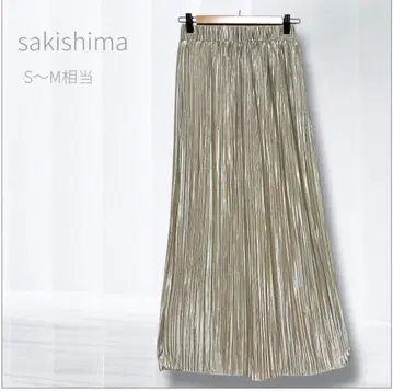 사키시마 도쿄 골드 플리츠 디자인 롱 스커트 S~M 상당