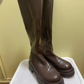 헤더 Heather 스트레치 인힐 롱 부츠 통굽 브라운