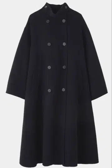 블랙 더블 브레스트 롱 코트