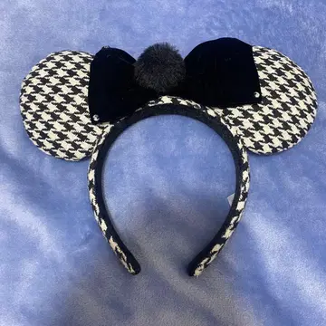 디즈니 하운드투스 체크 패턴 머리띠