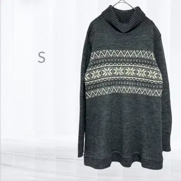 노르딕 무늬 스웨터 S 사이즈 그레이 빅 루즈핏