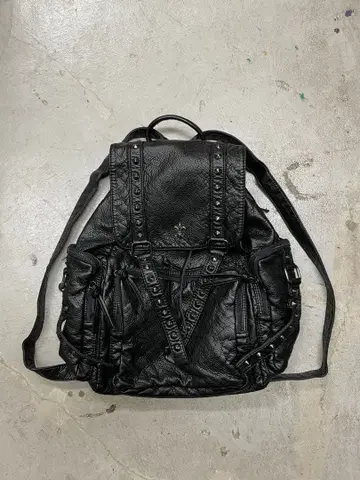 00s 파라슈트 가죽 백팩 y2k 펑크 archive 헤이세이 블랙