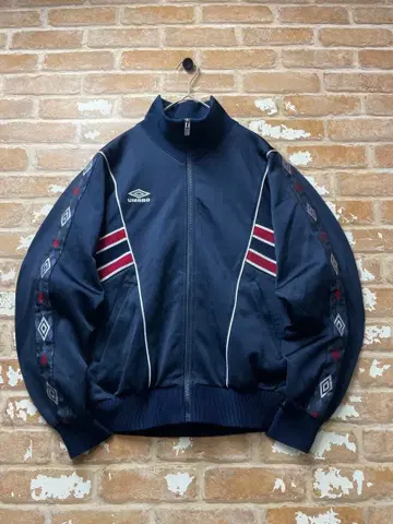 90s UMBRO 엄브로 트랙 자켓 원 포인트 자수 네이비
