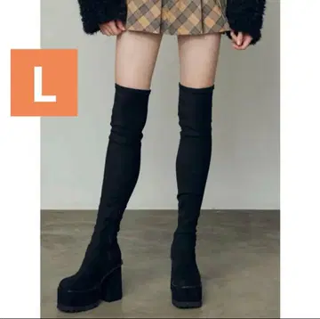 EMODA 스퀘어 핏 롱 부츠 L 블랙