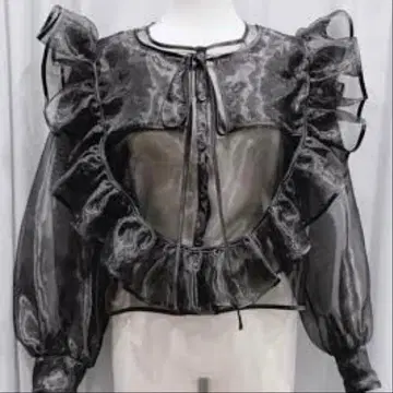 lilLilly 2WAY 오간자 프릴 블라우스